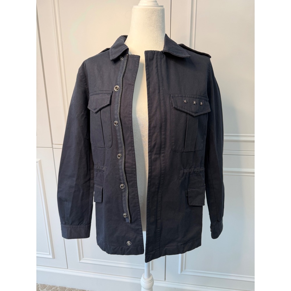 Zadig & Voltaire Kayak Love Punk Jacket Womens S Navy New Field Star Studded